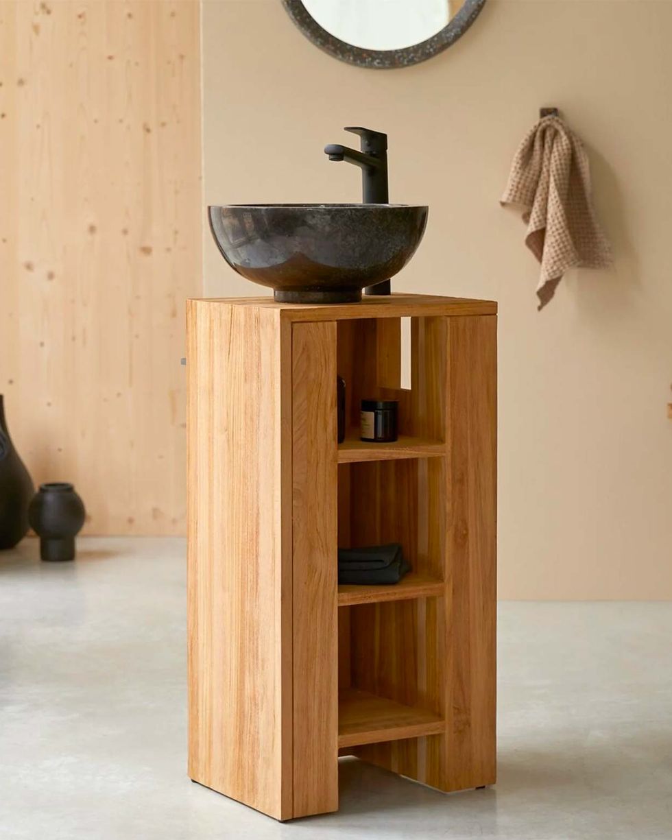 Mueble bajo lavabo suspendido de teca madera Cosy 50 cm