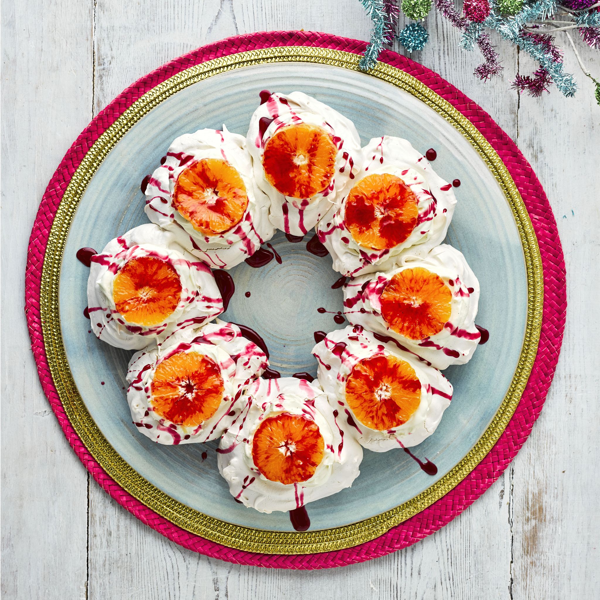 best christmas dessert recipes mulled clementine meringue wreath