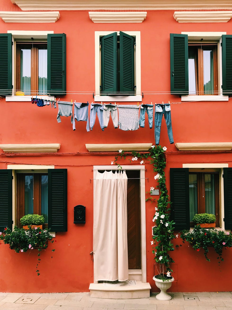 multi colored vibrant houses on burano island near venice, italy