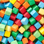 multicolored paper cubes
