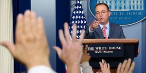 white house acting chief of staff mick mulvaney answers questions from reporters during a press briefing at the white house in washington, dc, on october 17, 2019 photo by jim watson  afp photo by jim watsonafp via getty images