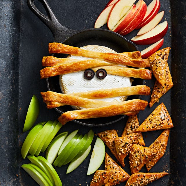 Mummy Brie wheel of brie that looks like a mummy with puff pastry on top