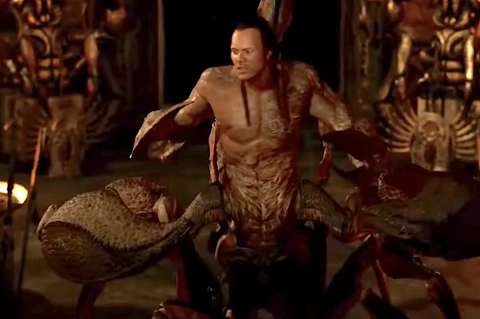 dwayne johnson as a cgi half human and half scorpion, the mummy returns