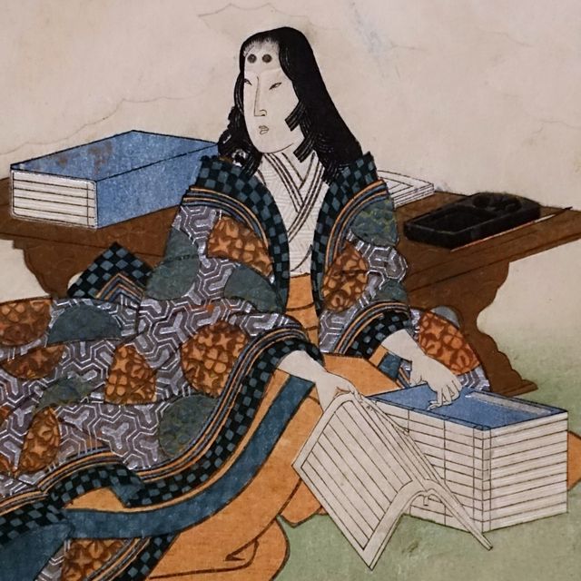 la escritora murasaki shikibu, ilustrada por yashima gakute japón, 1827
