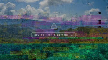 digital search bar digital glitch over mountain scene