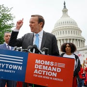 Senators And Gun Control Advocates Call For Action On Gun Safety washington, dc may 26 sen chris murphy d ct addresses a rally with fellow senate democrats and gun control advocacy groups outside the us capitol on may 26, 2022 in washington, dc organized by moms demand action, everytown for gun safety and students demand action, the rally brought together members of congress and gun violence survivors to demand gun safety legislation following mass shootings in buffalo, new york, and uvalde, texas photo by chip somodevillagetty images