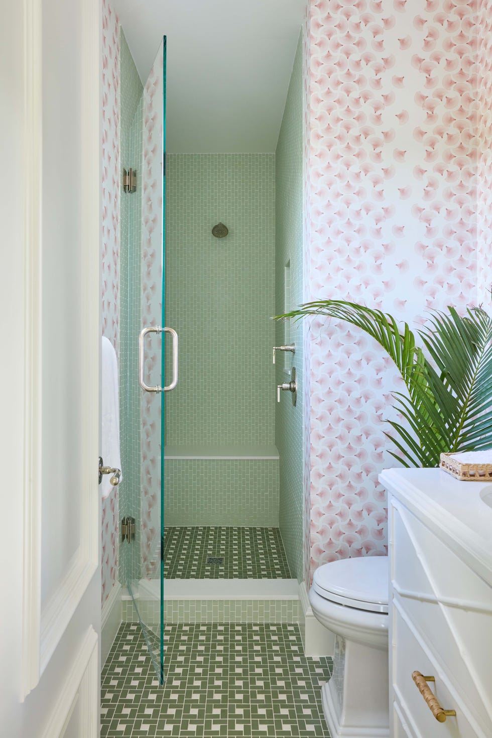 a bathroom with a shower curtain a bathroom with a shower curtain