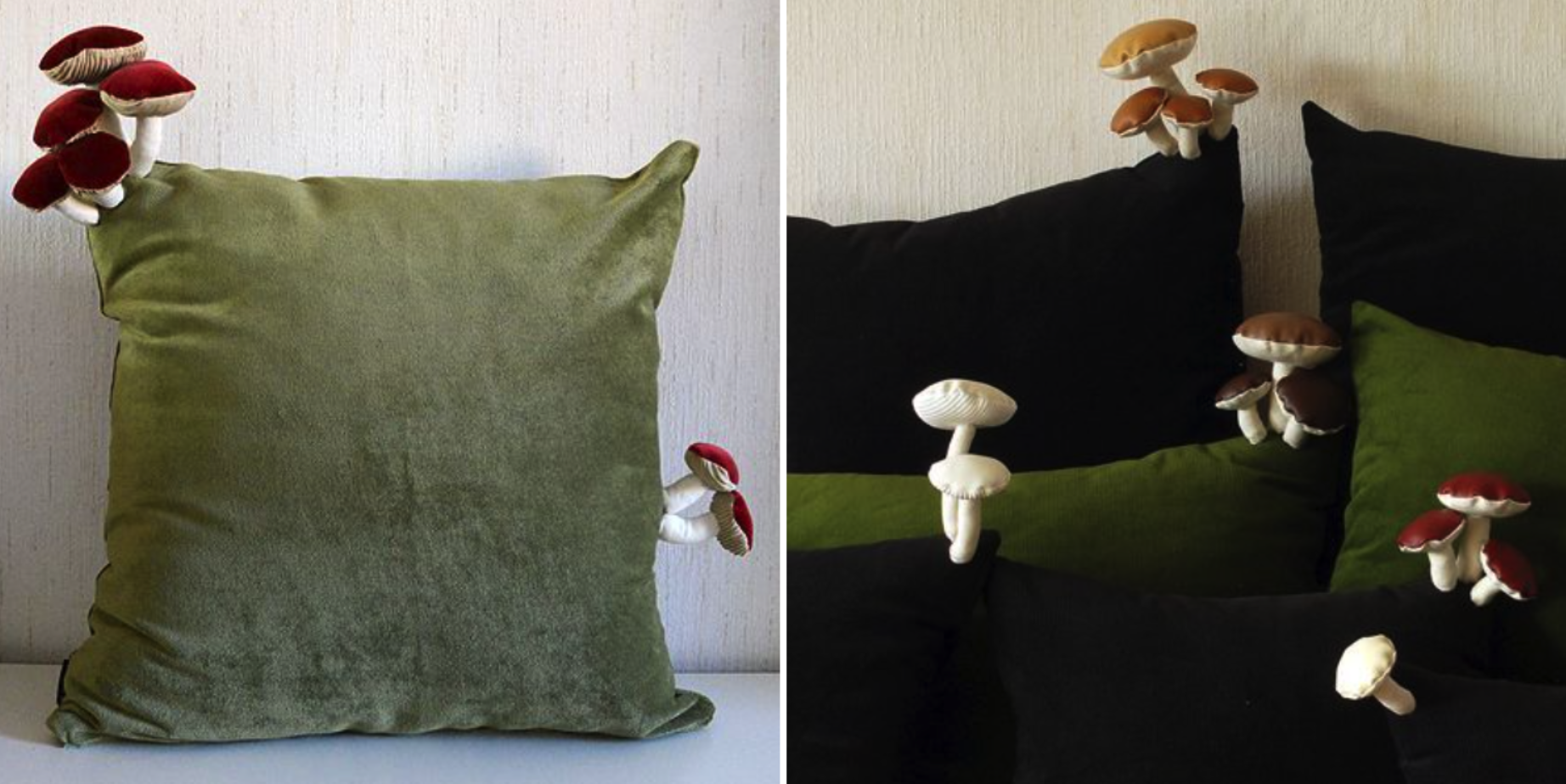 Mystere Mushroom Velvet Cushion Cover 