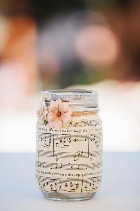 music sheet mason jars diy wedding centerpieces