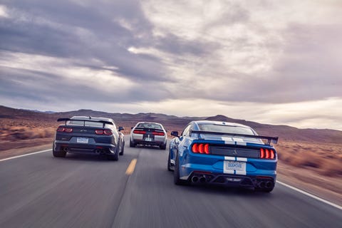 Mustang Shelby GT500 vs. Camaro ZL1 1LE vs. Challenger Hellcat Redeye Photos