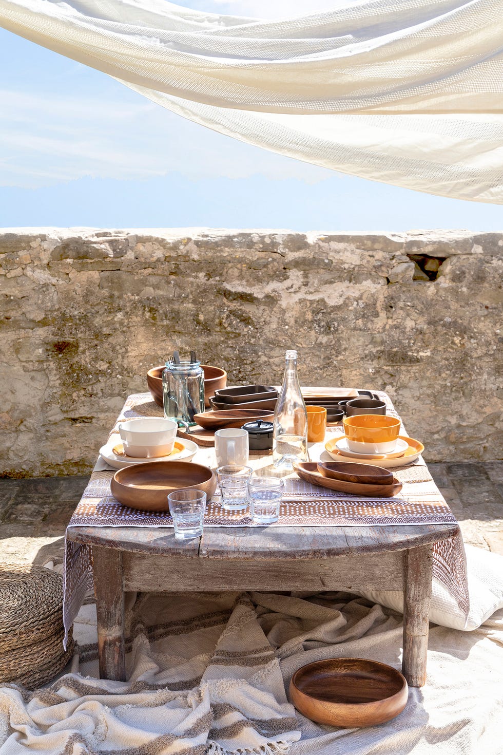 mantel, cuenco, bol, boho, étnico, terraza