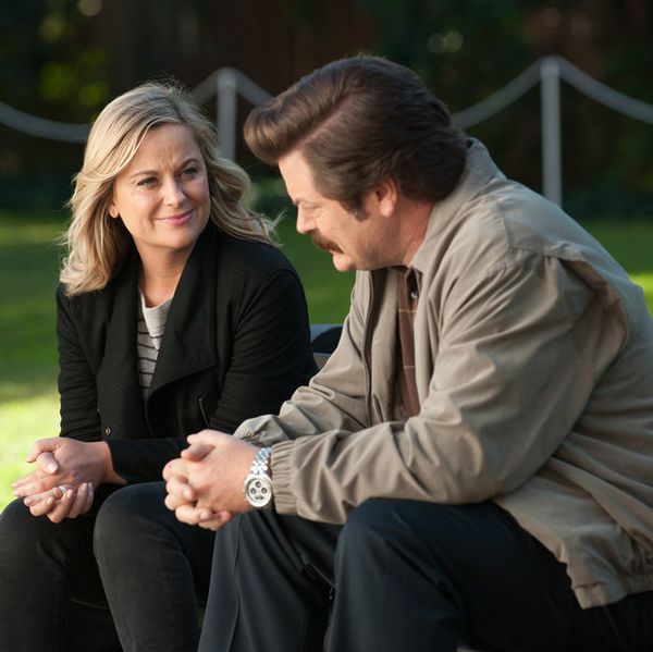 parks and recreation    one last ride episode 712713    pictured l r amy poehler as leslie knope, nick offerman as ron swanson    photo by colleen hayesnbc