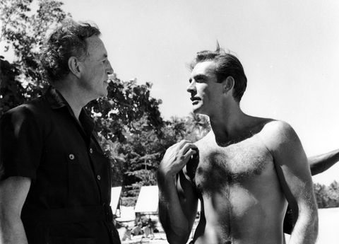 ian fleming and sean connery on the set of 'dr no', 1962