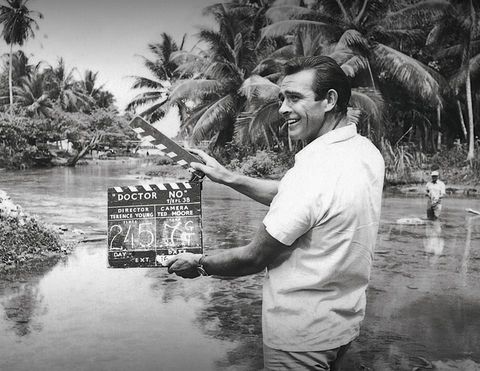 sean connery holding the 'dr no' clapper board