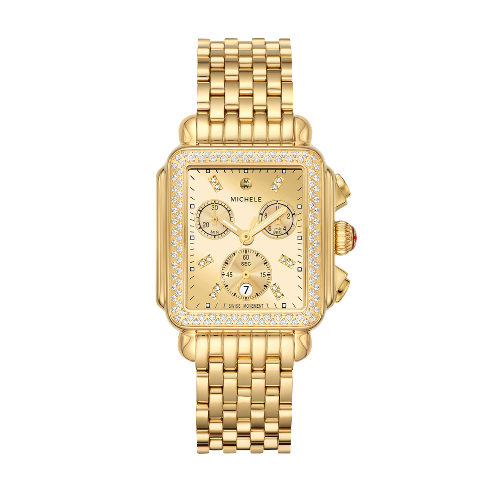a gold and white watch