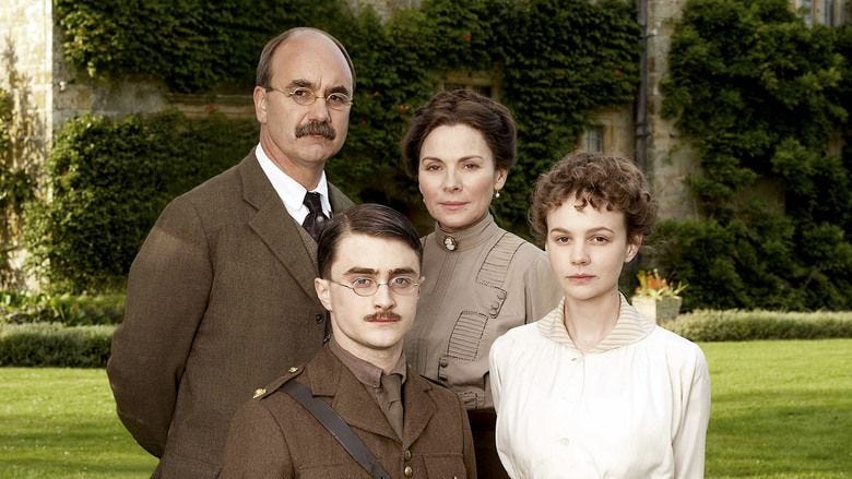 Daniel Radcliffe junto al resto del reparto de 'My Boy Jack', Kim Cattrall, David Haig y Carey Mulligan