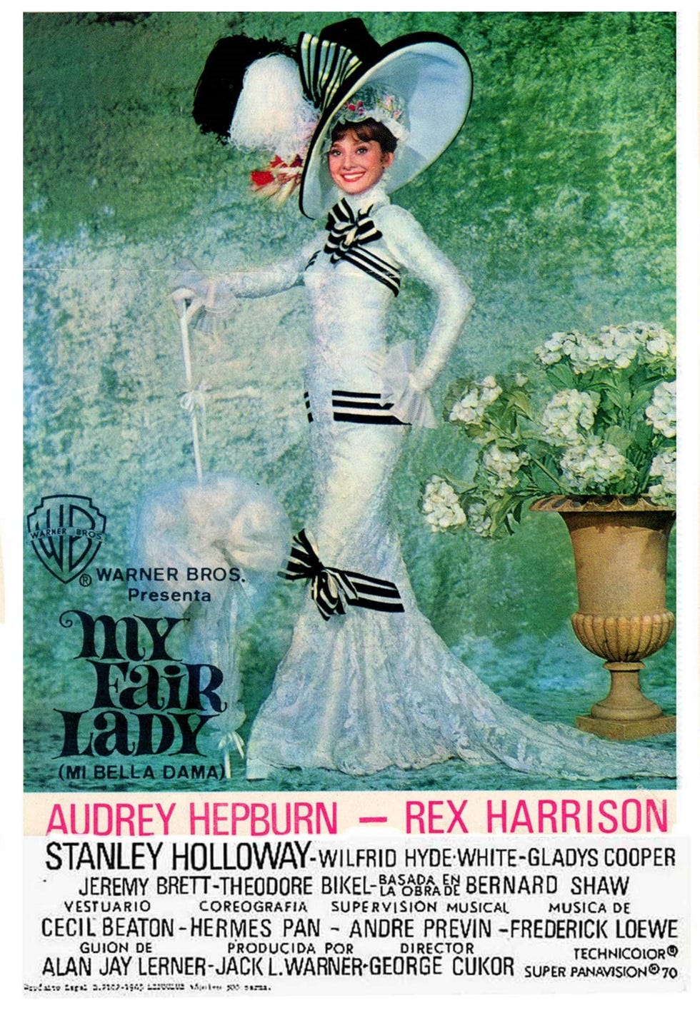 promotional poster for my fair lady featuring prominent actors and design elements