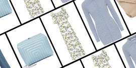 a composite image of a purse dress and sweater included in the mytheresa spring flash sale 2022