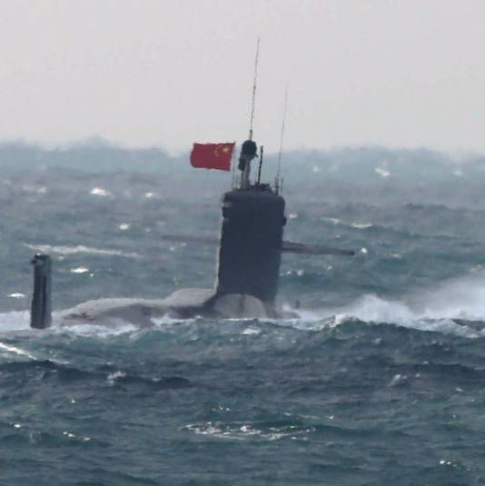 Submarine, Ballistic missile submarine, Cruise missile submarine, Sea, Vehicle, Wave, Ocean, Watercraft, Wind wave, 