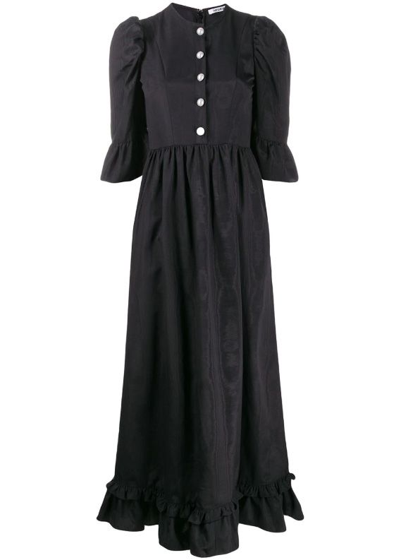 Clothing, Black, Dress, Day dress, Sleeve, Outerwear, Collar, Little black dress, Neck, Victorian fashion, 