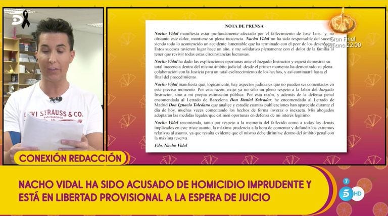 comunicado de nacho vidal sobre la muerte del fotógrafo