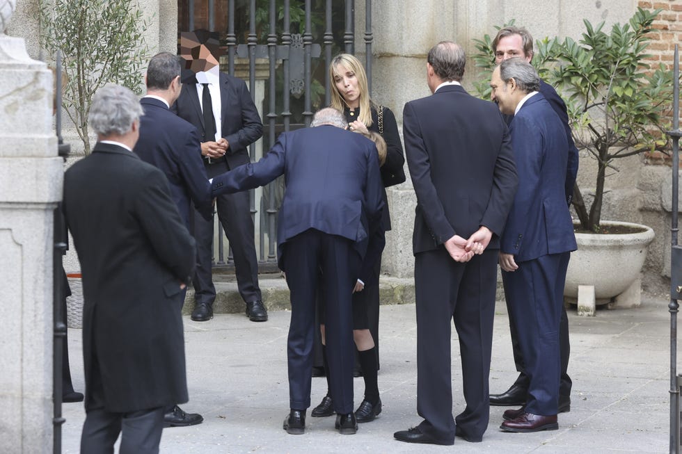 king juan carlos i during the funeral of fernando gomez acebo in madrid on monday , 08 april 2024