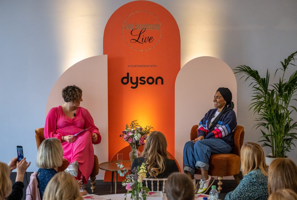 nadiya hussain speaking at the good housekeeping live event in celebration of their 100th anniversary in london on friday 14th october 2022