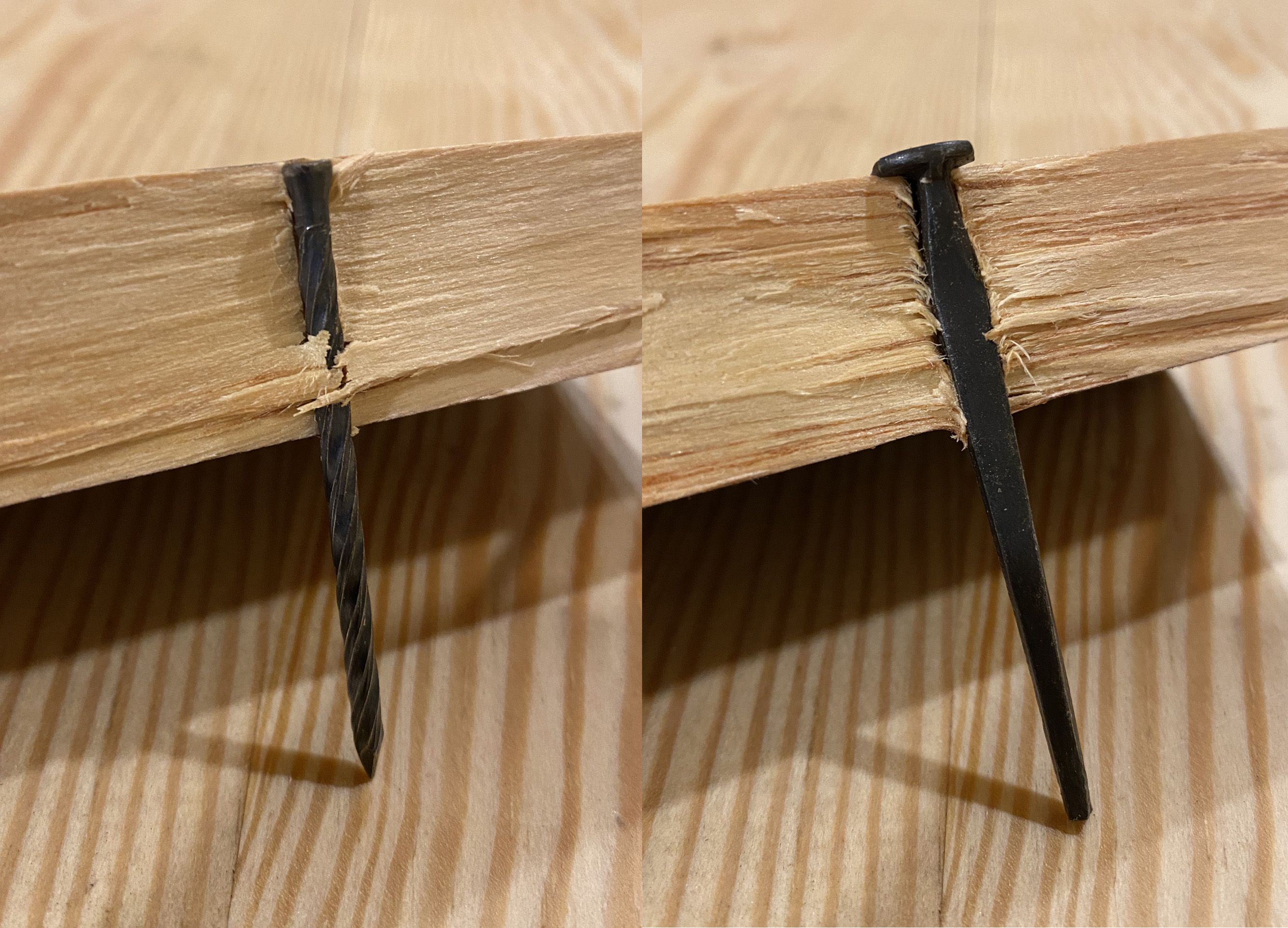 Set wood fastener nails or concrete line Vector Image
