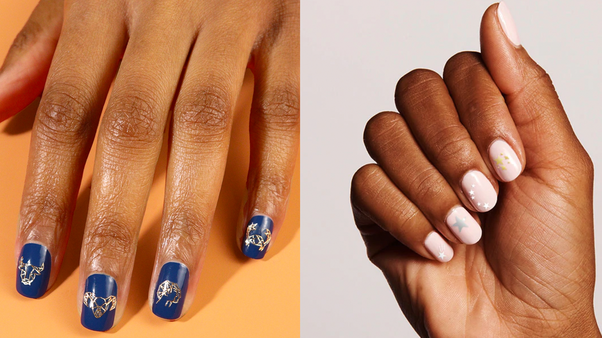 Easy Louis Vuitton gel nail art play with stickers 