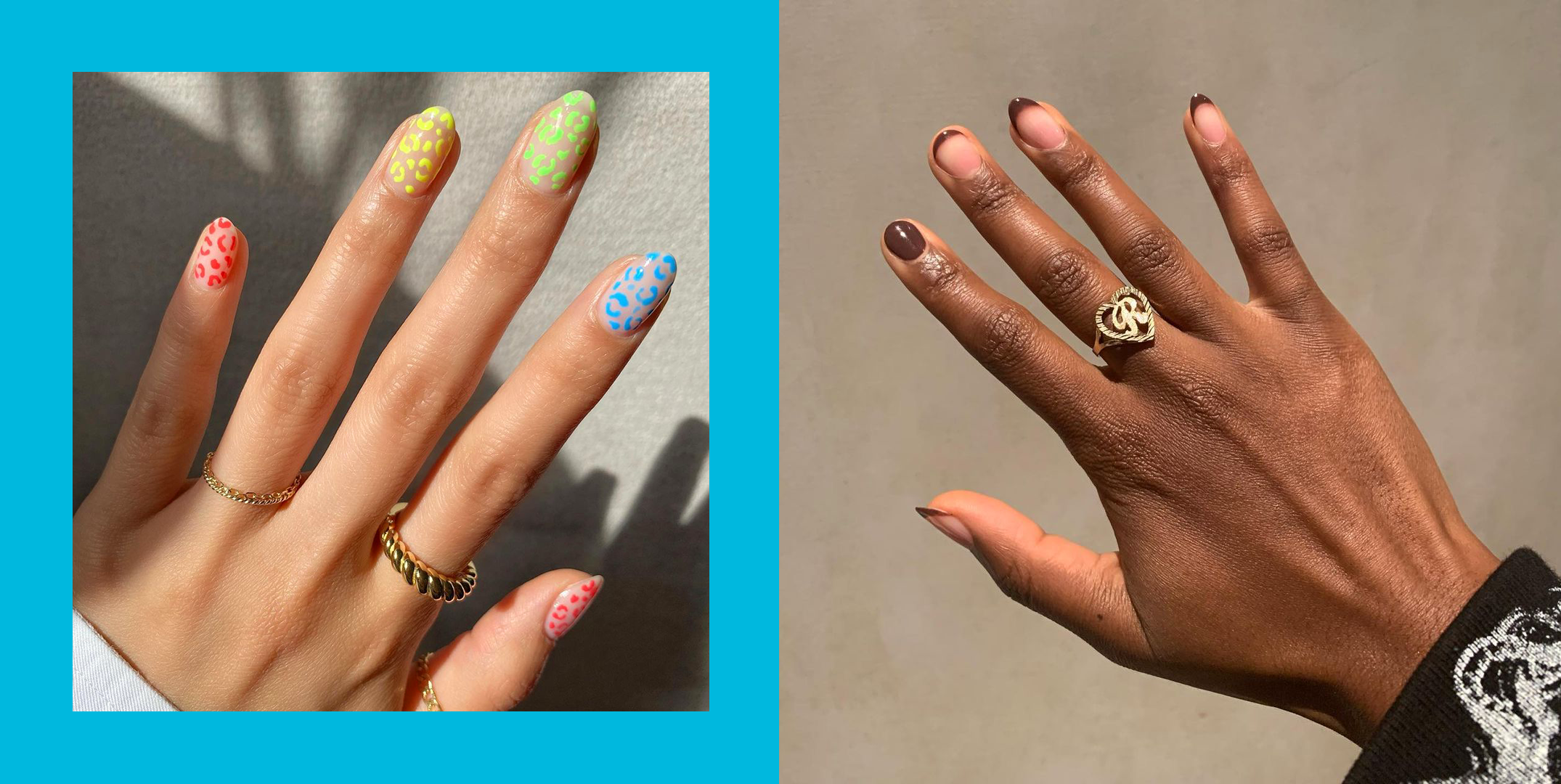 Mismatched animal print nail designs 2020