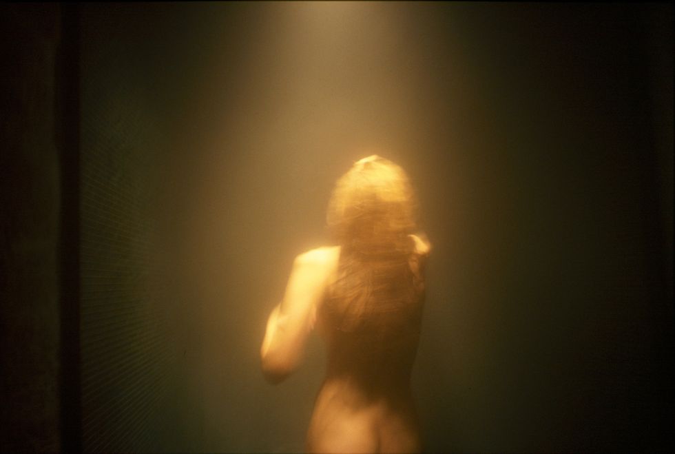 nan goldin, sunny in the sauna surrounded by light, hotel, paris, gagosian gallery