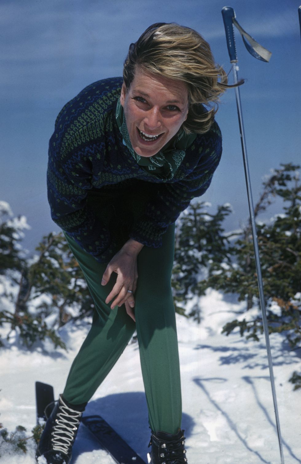 laughing skier