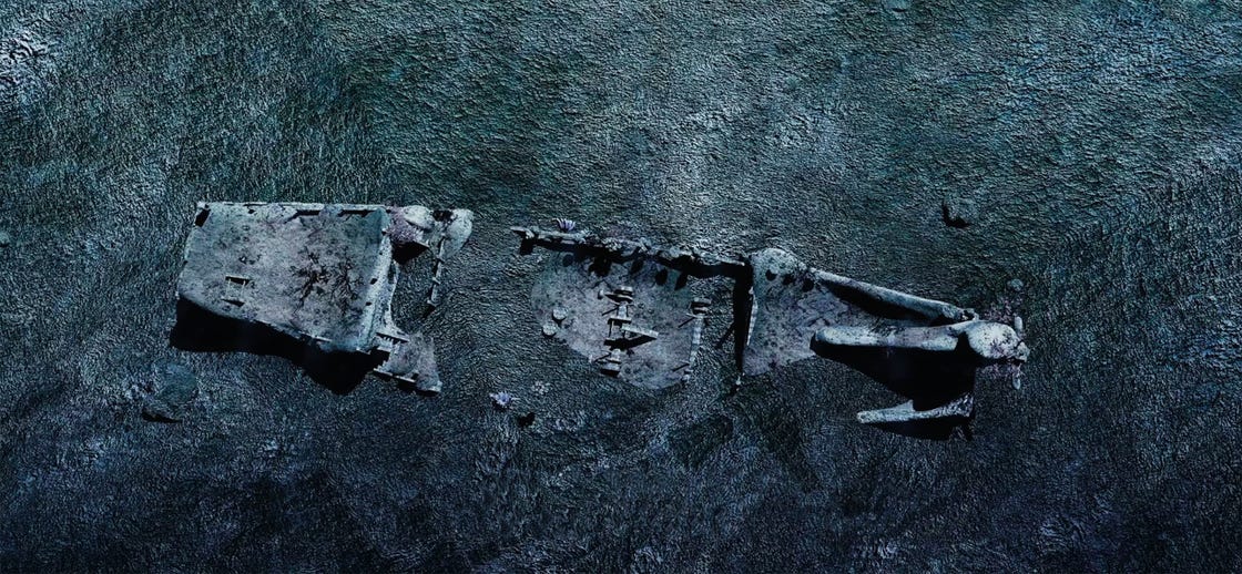 het wrak van de nanhai 1, afgebeeld op de zeebodem voor de berging