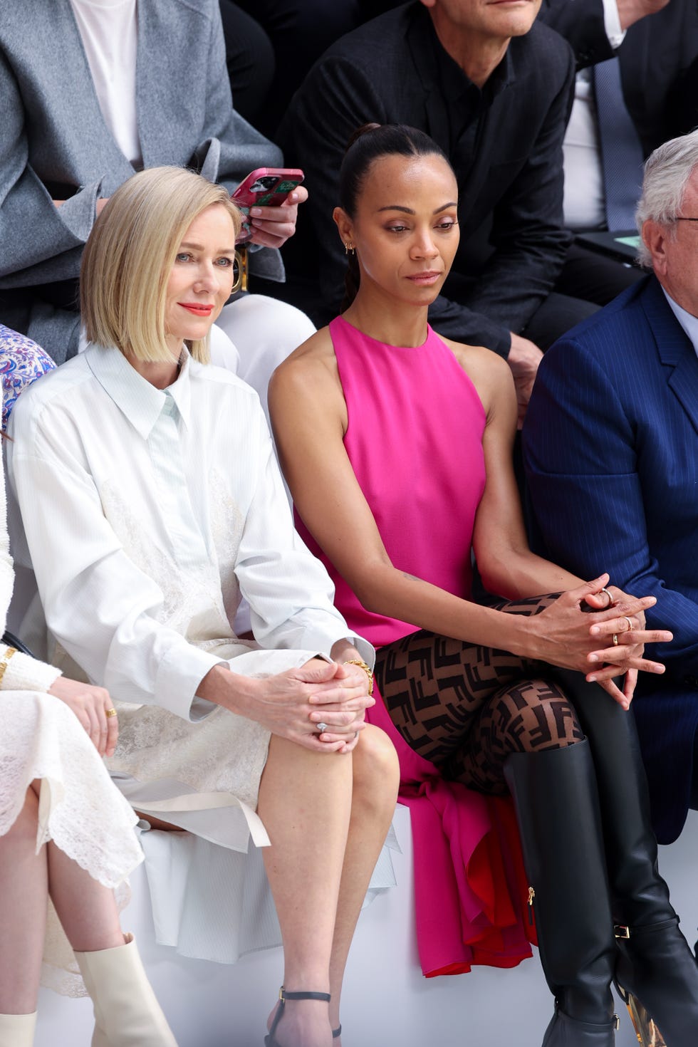 paris, france july 06 editorial use only for non editorial use please seek approval from fashion house naomi watts and zoe saldana the fendi haute couture fallwinter 20232024 show as part of paris fashion week on july 06, 2023 in paris, france photo by daniele venturelliwireimage