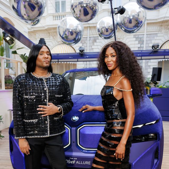 naomi campbell and law roach at cannes wearing archive chanel