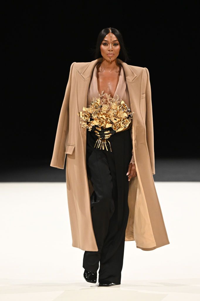 paris, france january 20 editorial use only for non editorial use please seek approval from fashion house naomi campbell walks the runway during the balmain homme menswear fallwinter 2024 2025 show as part of paris fashion week on january 20, 2024 in paris, france photo by stephane cardinale corbiscorbis via getty images
