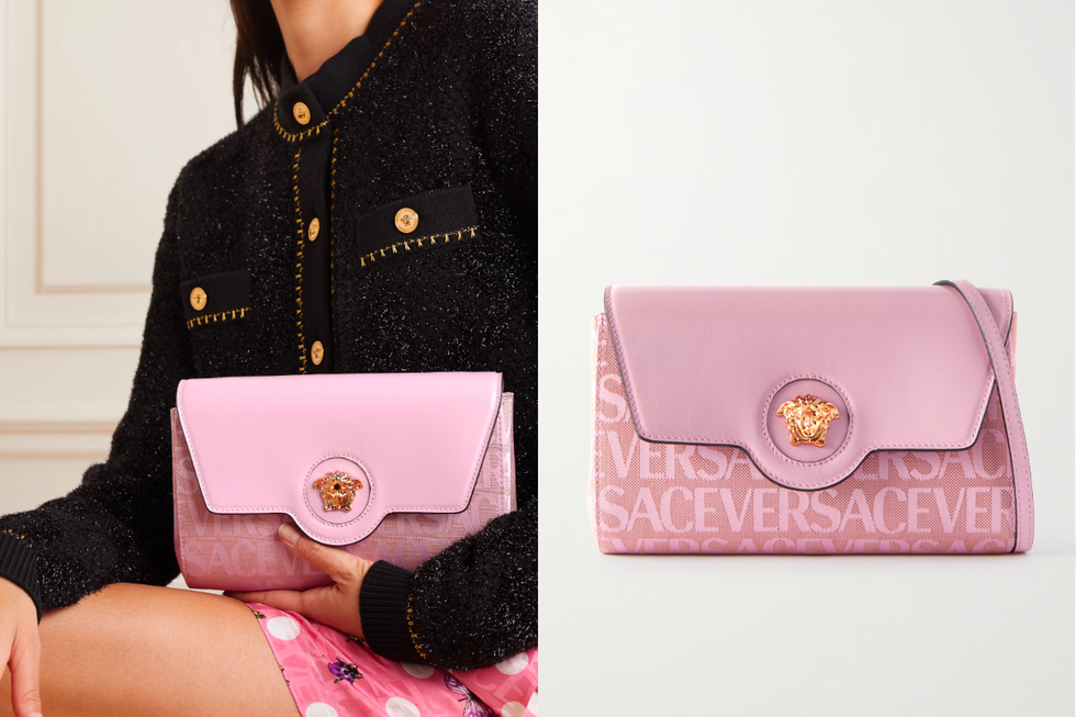versace logo粉色斜跨包