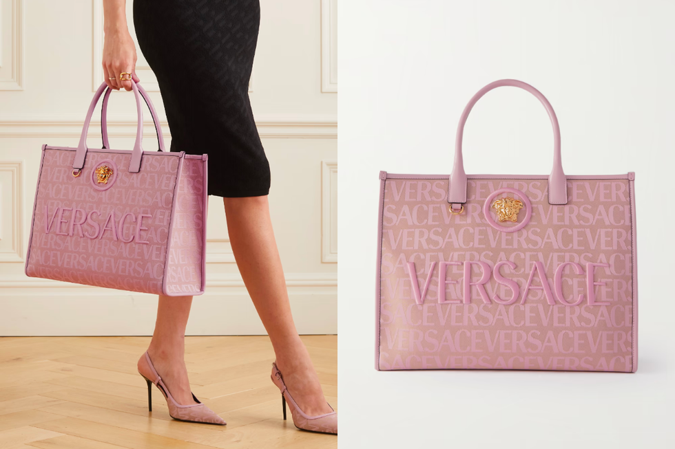 versace logo粉色托特包