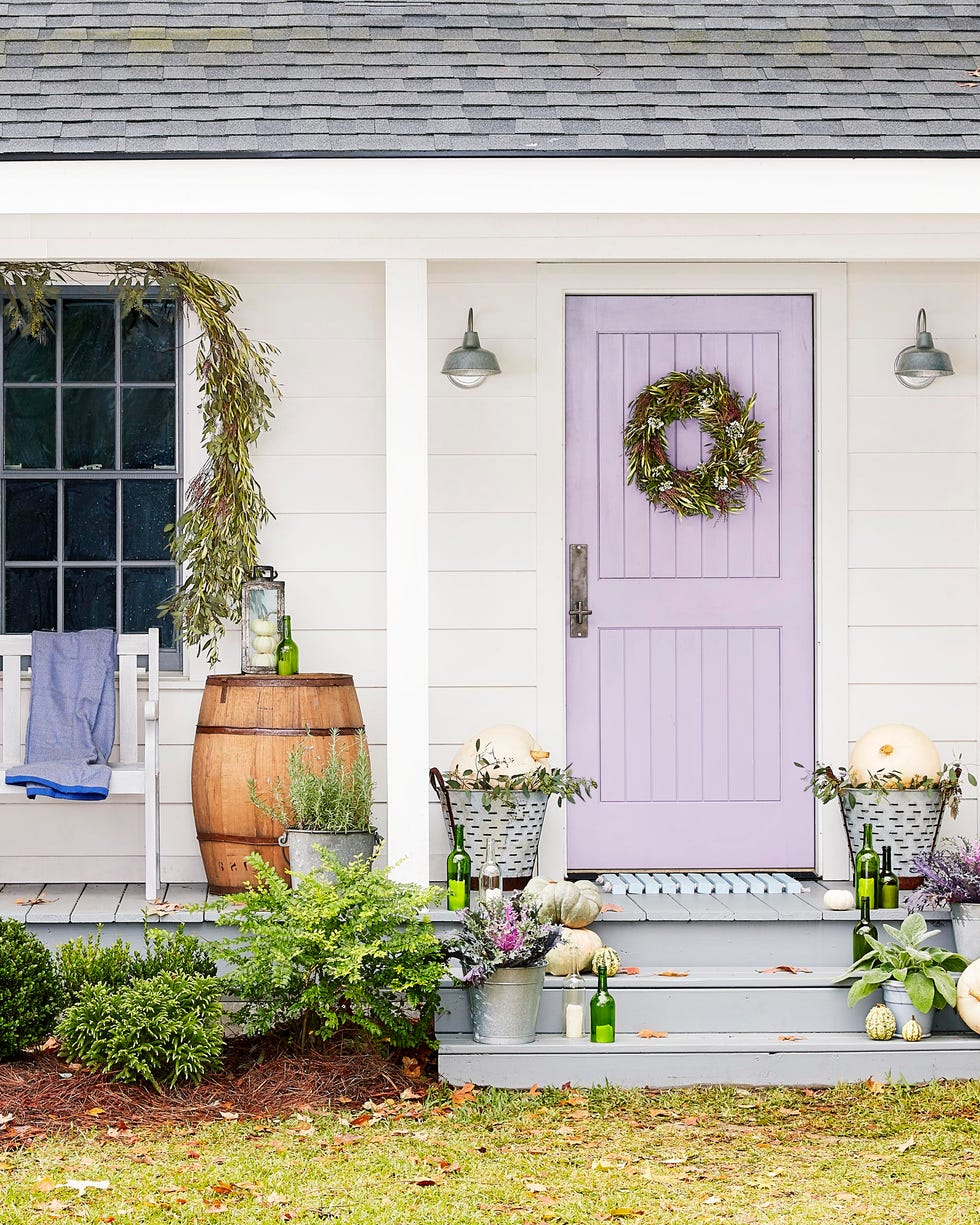 Olive branch themed door decor olive branch themed door decor with white pumpkins and a wine barrel