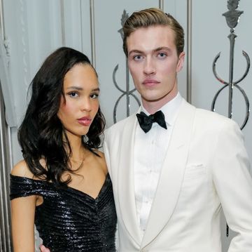 nara aziza and lucky blue smith pose on a night out