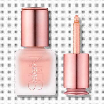 Pink, Cosmetics, Nail polish, Product, Nail care, Peach, Liquid, Glass bottle, Material property, Bottle, 