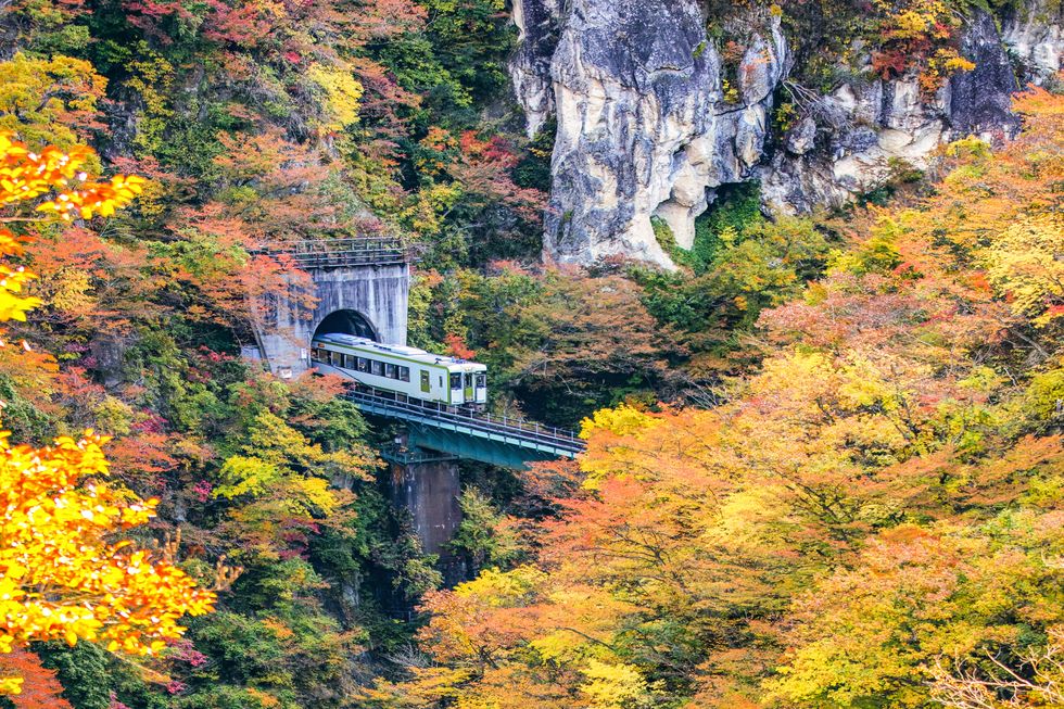naruko gorge in autumn, miyagi, japan