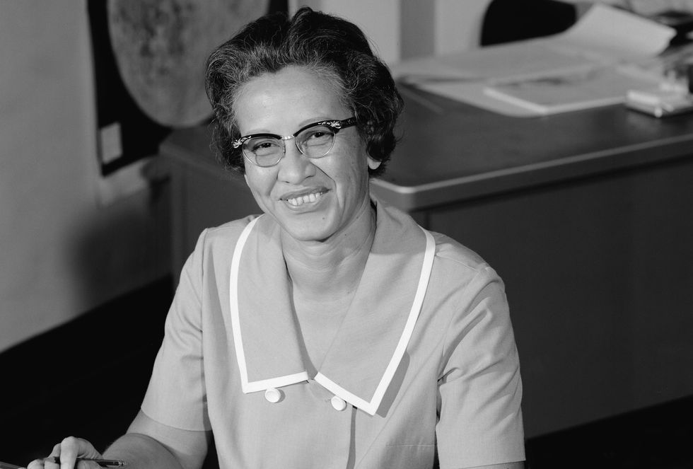 nasa space scientist and mathematician katherine johnson poses for a portrait at work at nasa langley research center in 1966 in hampton virginia