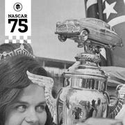 Ned Jarrett Holding His Trophy from NASCAR 1965 Southern 500 ned jarrett holding his trophy from nascar 1965 southern 500