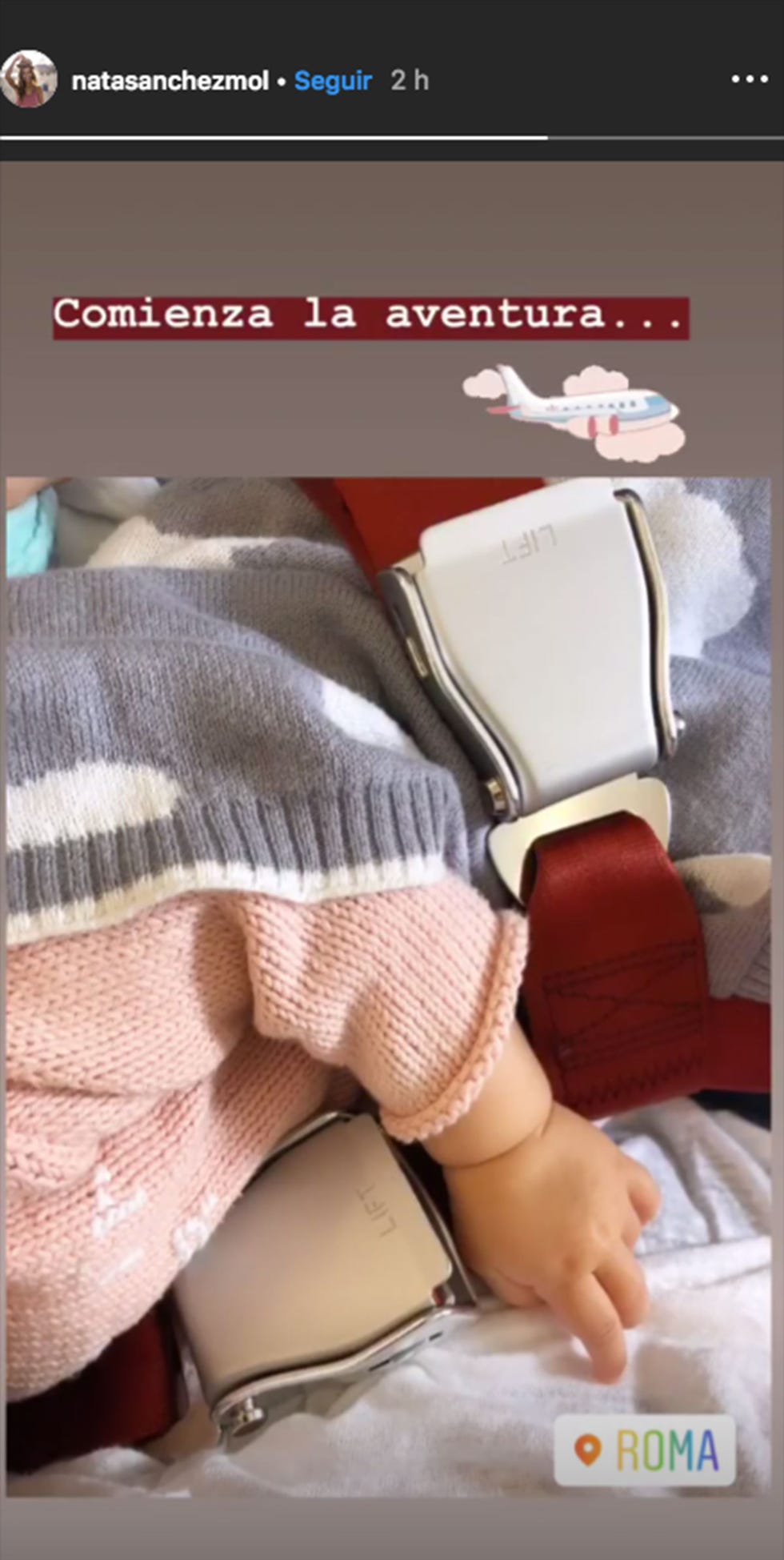 Natalia Sánchez y su hija Lía rumbo a Roma