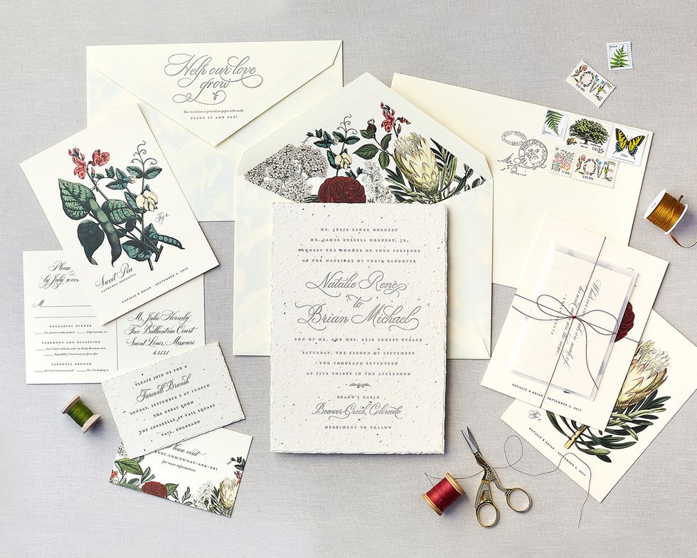 cheree berry paper seed paper wedding invitation