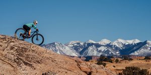 laura "lo" enquist riding the liv pique in moab, utah in february 2020