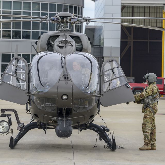 us soldiers assigned to the 2 151st security and support aviation battalion, south carolina army national guard depart the sc technology and aviation center, greenville, sc in a uh 72a lakota helicopter to provide support to the us border patrol in texas, may 21, 2018 image courtesy sgt jorge intriagosouth carolina national guard photo by smith collectiongadogetty images