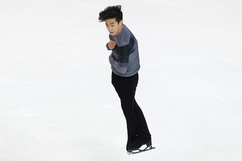 nathan chen of the united states attempts a jump during the isu grand prix of figure skating on october 22, 2021 in las vegas, nevada