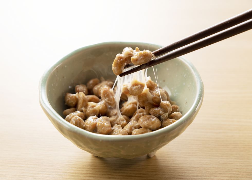natto placed on a wooden background